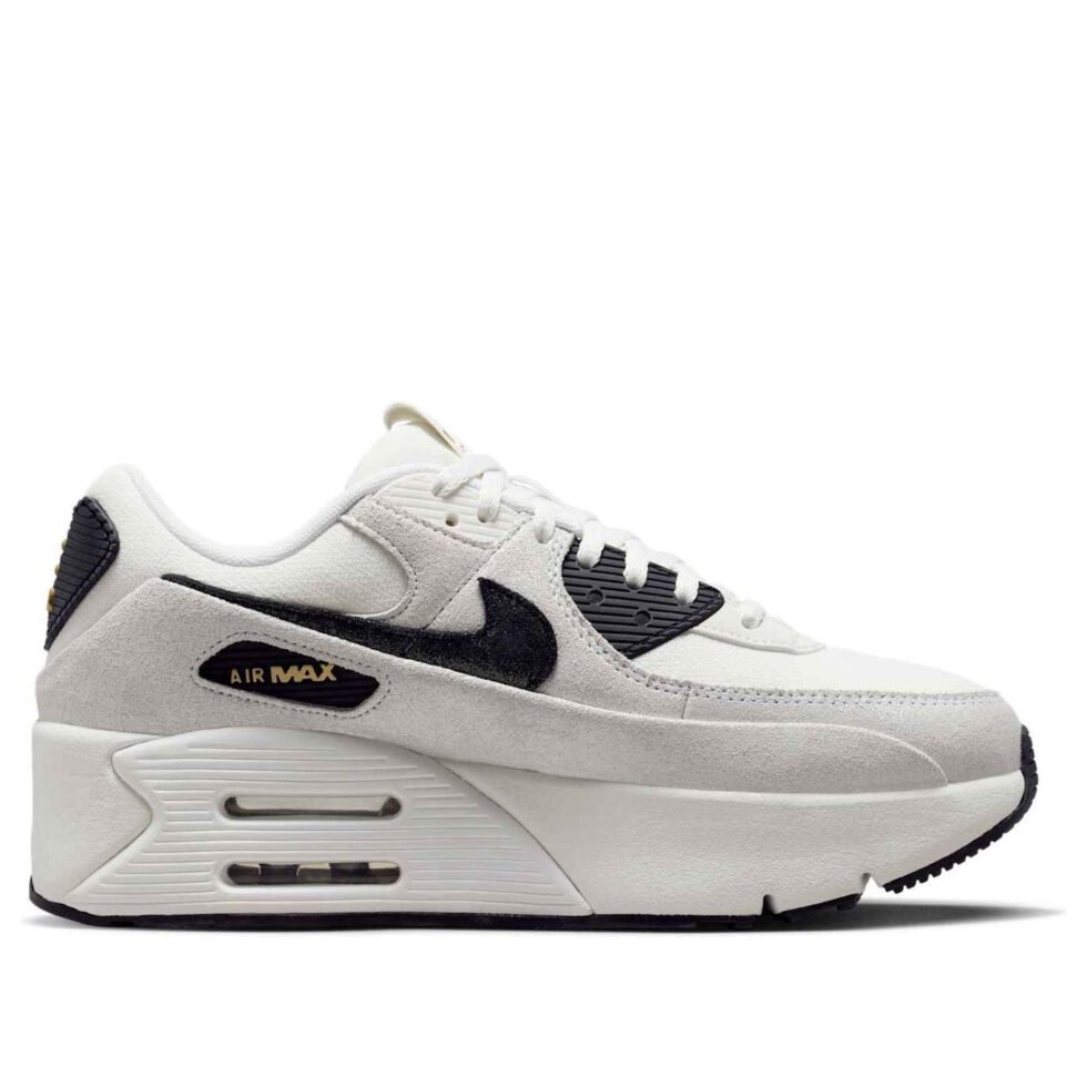 (WMNS) Nike Air Max 90 LV8 'White Metallic Gold Black' HQ3497-100 - Image 2