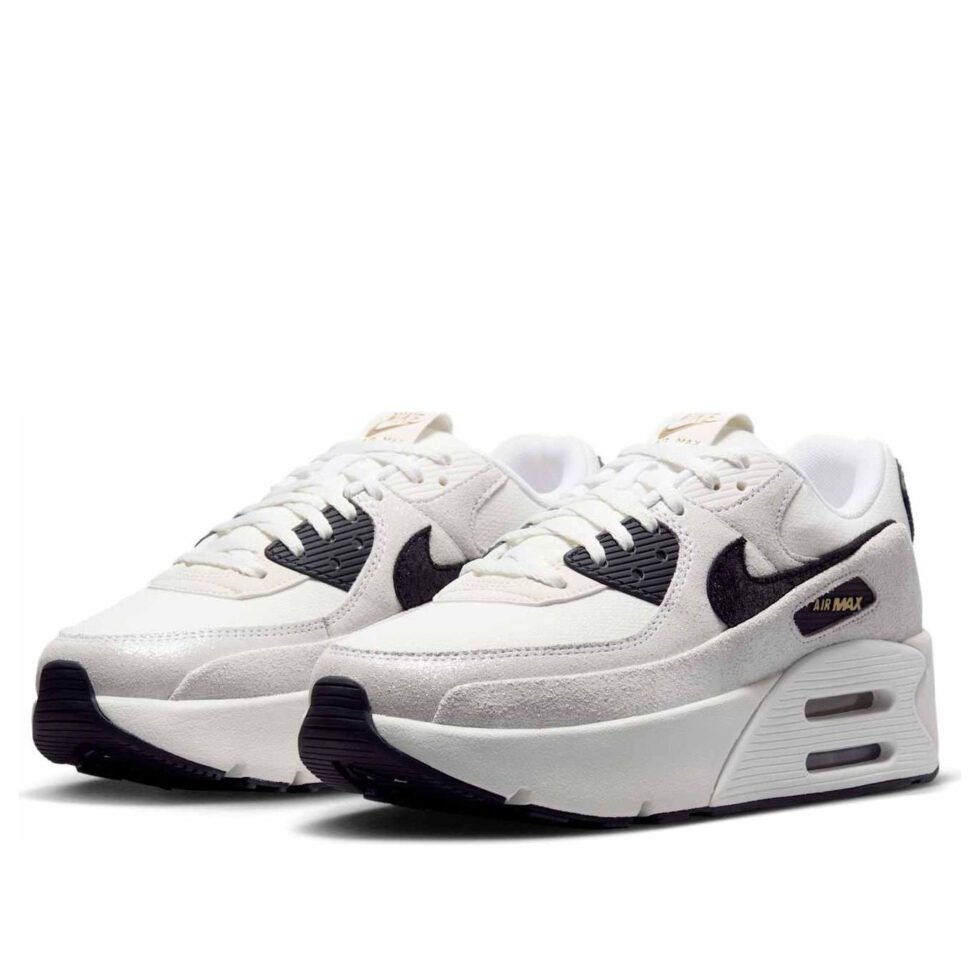 (WMNS) Nike Air Max 90 LV8 'White Metallic Gold Black' HQ3497-100 - Image 3