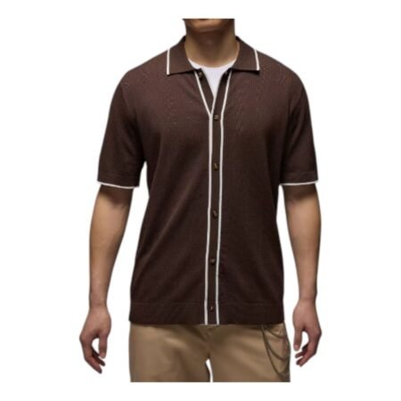Air Jordan Sport Knit Button-Down Golf Top shirt 'Baroque Brown' HV1157-237