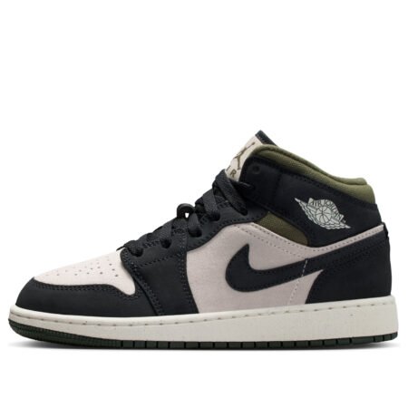(GS) Air Jordan 1 Mid 'Off Noir Medium Olive' HV4399-102