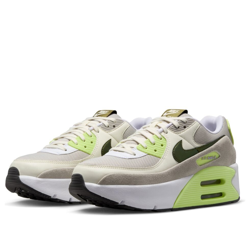 (WMNS) Nike Air Max 90 LV8 'White Pale Ivory College Gray Light Lemon Twist' IB8061-100 - Image 4