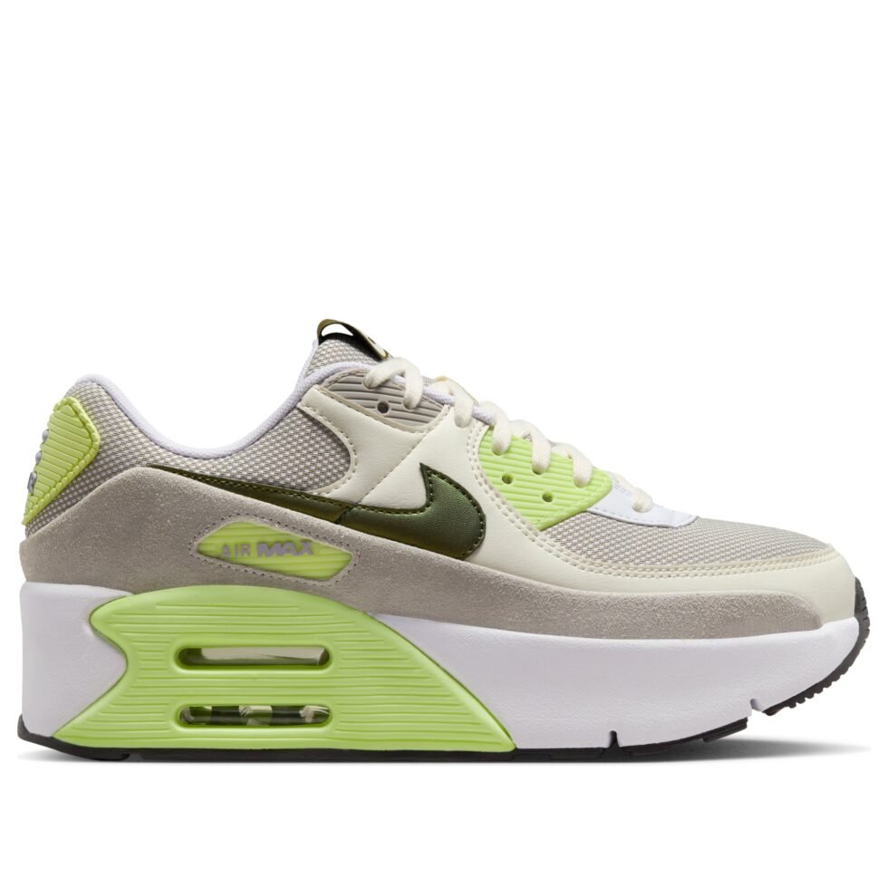 (WMNS) Nike Air Max 90 LV8 'White Pale Ivory College Gray Light Lemon Twist' IB8061-100 - Image 6