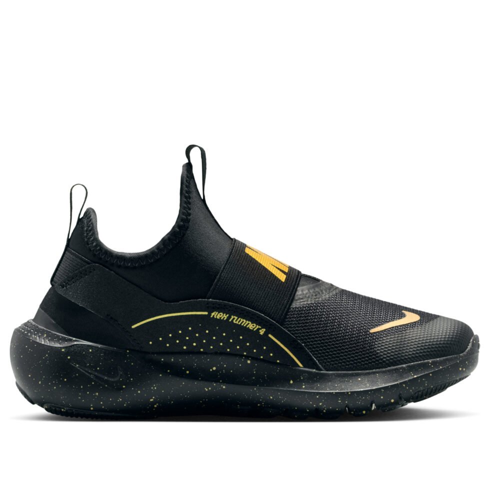 (GS) Nike Flex Runner 4 'Black Metallic Gold' IM6737-001 - Image 6