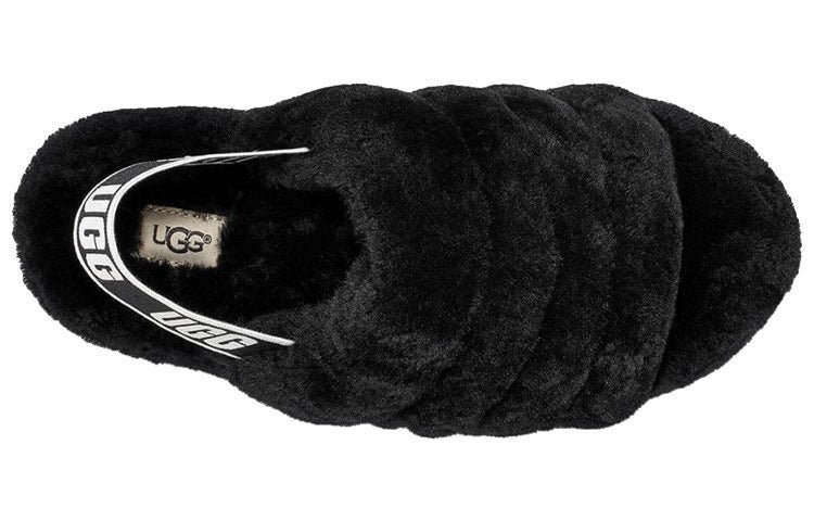 (WMNS) UGG Fluff Yeah Slide Thick Sole Slipper Black 1095119-BLK - Image 6