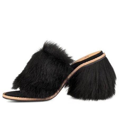(WMNS) UGG Rosa Fluff Heel 'Black' 1095390-BLK