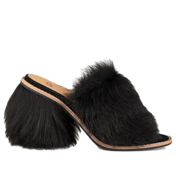 (WMNS) UGG Rosa Fluff Heel 'Black' 1095390-BLK - Image 2