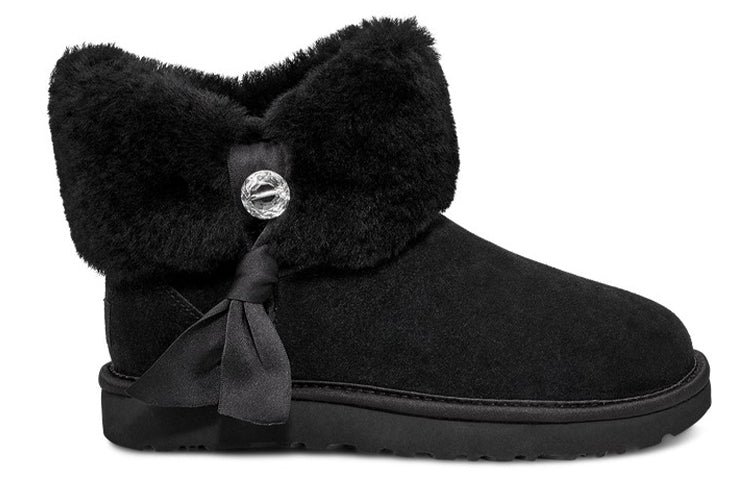 (WMNS) UGG Cinched Fur Mini Snow Boots Black 1106909-BLK - Image 2