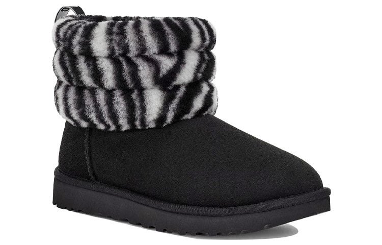 (WMNS) UGG Fluff Mini Quilted Leopard Zebra 1112439-BWHT - Image 4