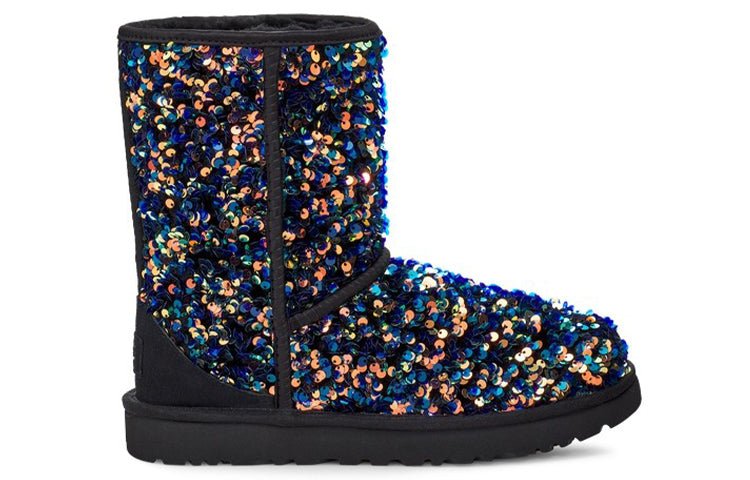 (WMNS) UGG Classic Short Stellar Sequin Snow Boots Black/Blue 1112514-BLK - Image 3