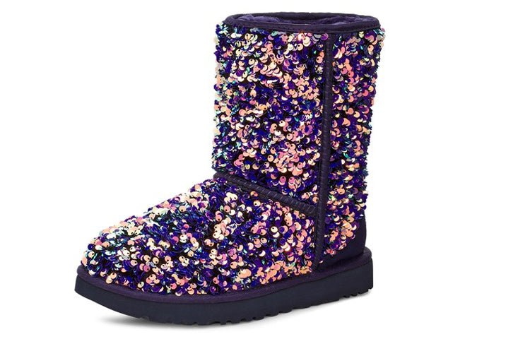 (WMNS) UGG Classic Short Stellar Sequin Snow Boots Black/Blue/Purple 1112514-MDL - Image 3