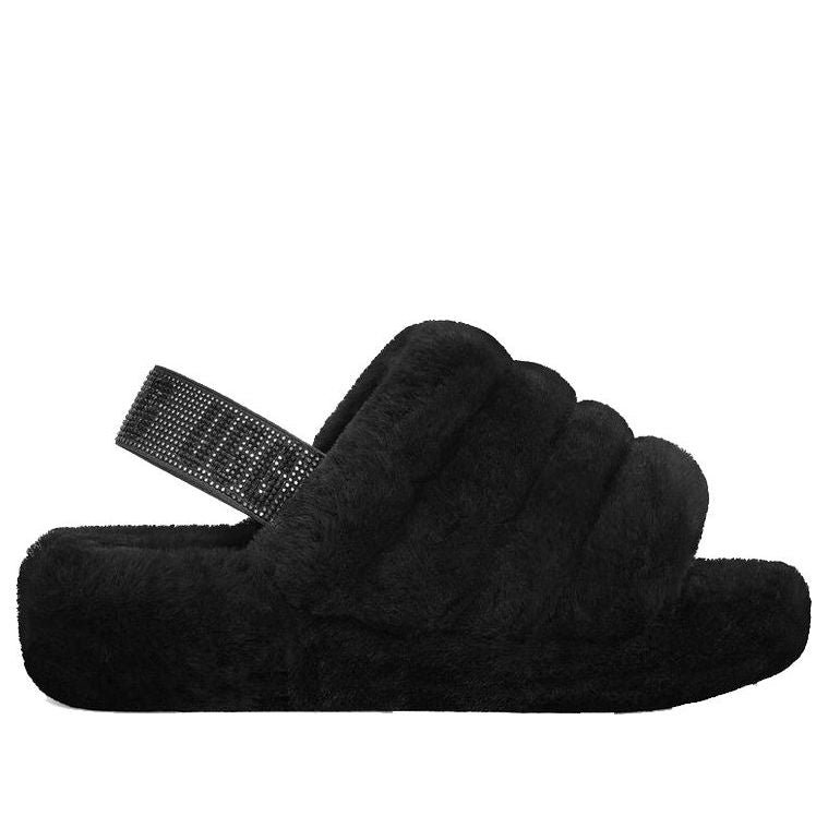 (WMNS) UGG Fluff Yeah Bling Slipper 'Black' 1116071-BLK - Image 2