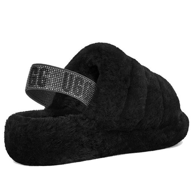 (WMNS) UGG Fluff Yeah Bling Slipper 'Black' 1116071-BLK - Image 3