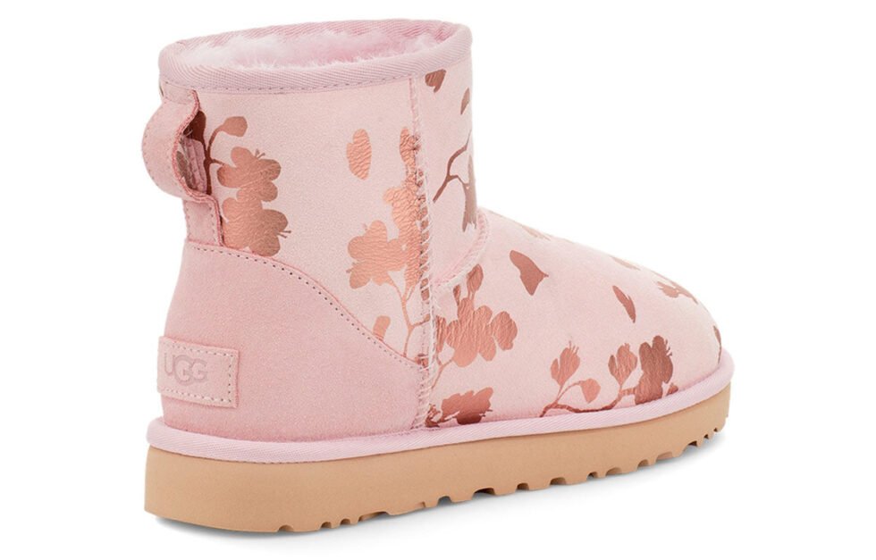 (WMNS) UGG Classic Mini Floral Foil Pink Red Fleece Lined 1118163-SLPN - Image 4