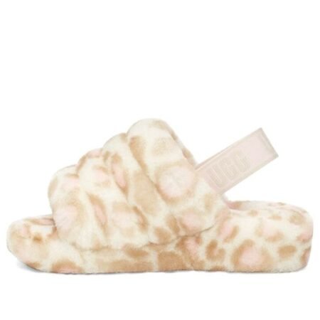 (WMNS) UGG Fluff Yeah Slide 'Panther Print' 1120903-WHT