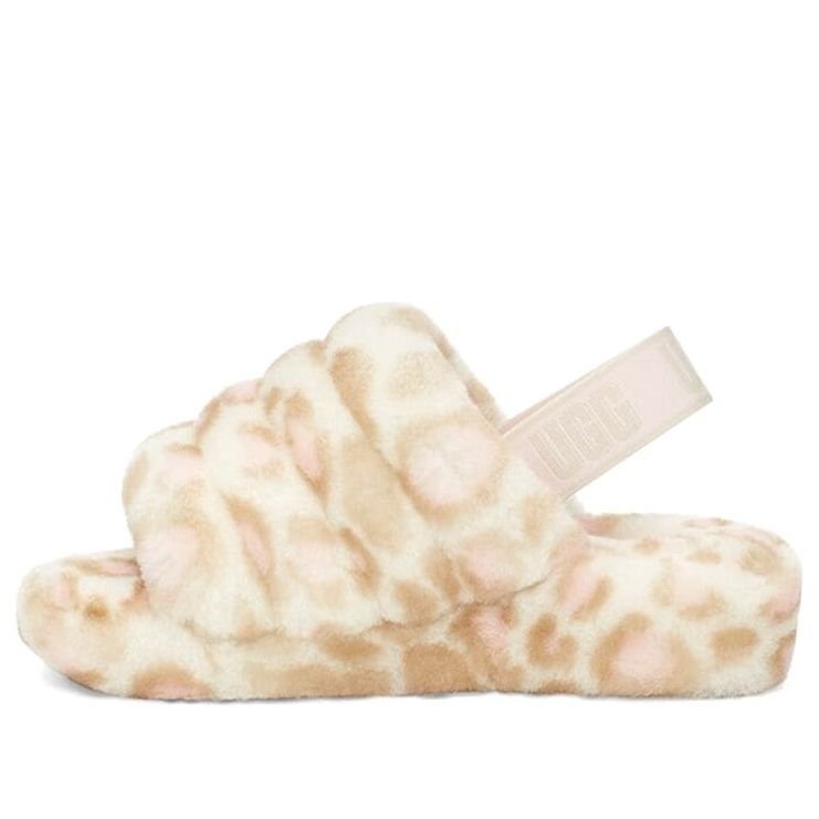 (WMNS) UGG Fluff Yeah Slide 'Panther Print' 1120903-WHT