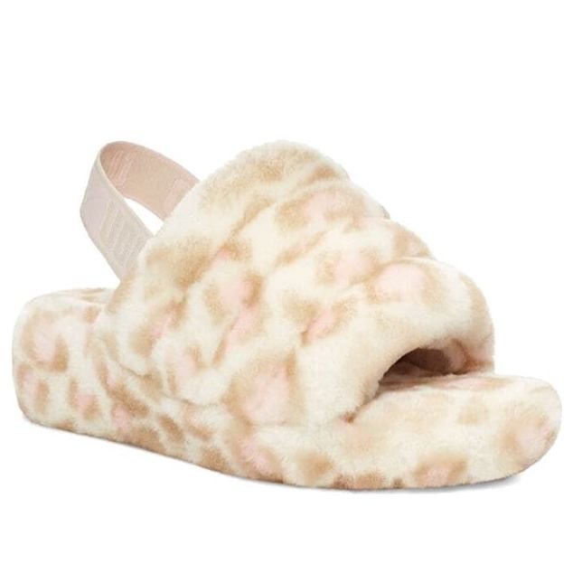 (WMNS) UGG Fluff Yeah Slide 'Panther Print' 1120903-WHT - Image 3