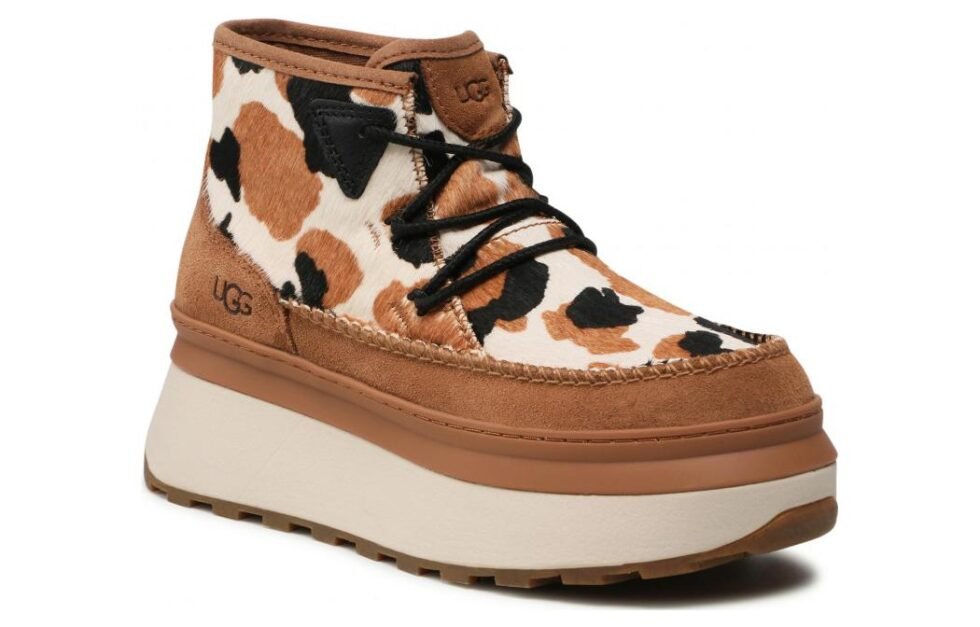 (WMNS) UGG Marin Bootie Cow Print Sneaker 'Chestnut' 1121811-CHE - Image 3