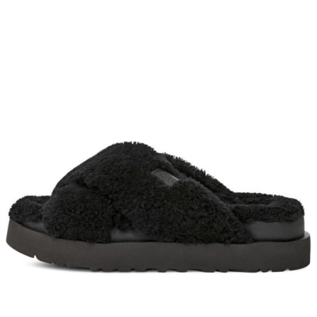 (WMNS) UGG Fuzz Sugar Cross Slide 'Black' 1135131-BLK
