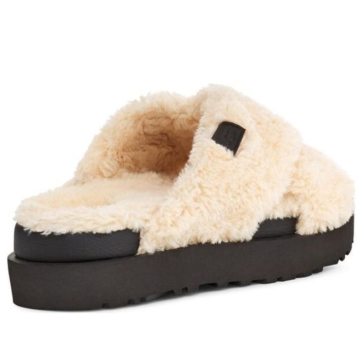 (WMNS) UGG Fuzz Sugar Cross Slide 'Natural Black' 1135131-NBLC - Image 4