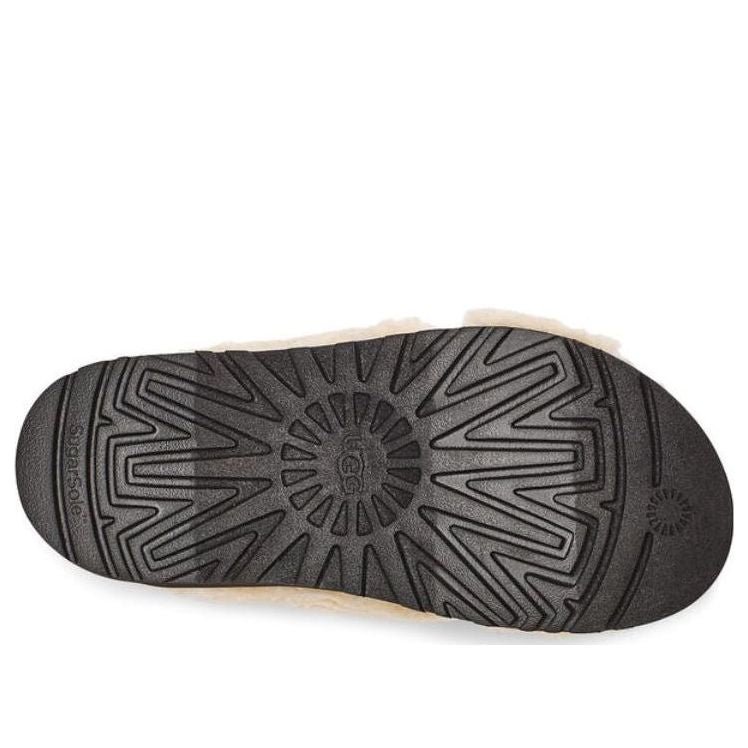 (WMNS) UGG Fuzz Sugar Cross Slide 'Natural Black' 1135131-NBLC - Image 6