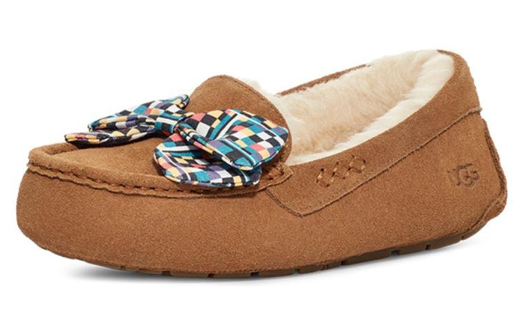 (WMNS) UGG Ansley Bow Slippers 'Tan Blue' 1138117-CHE - Image 2
