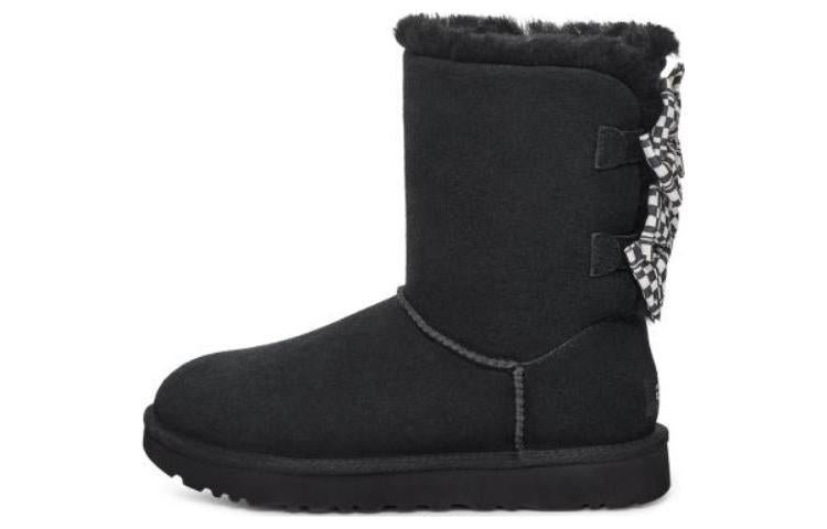 (WMNS) UGG Checkered Bow Snow Boots 'Black' 1138131-BLK - Image 2