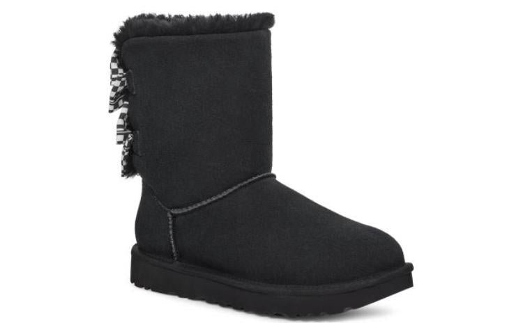 (WMNS) UGG Checkered Bow Snow Boots 'Black' 1138131-BLK - Image 4
