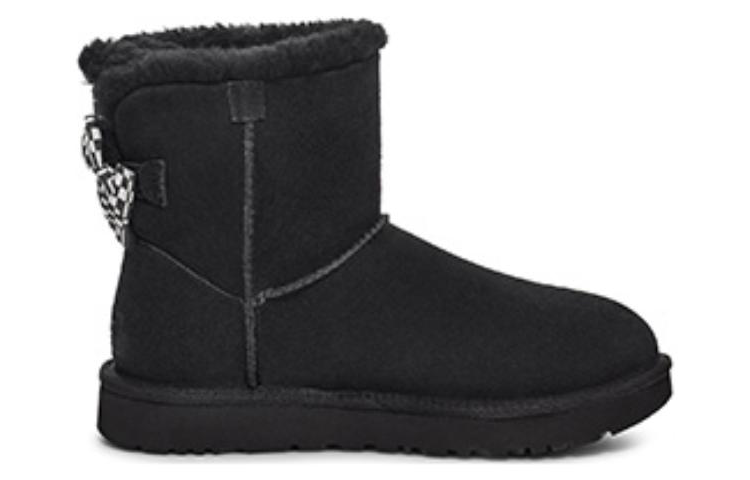 (WMNS) UGG Checkered Bow Short Snow Boots 'Black' 1138132-BLK - Image 3
