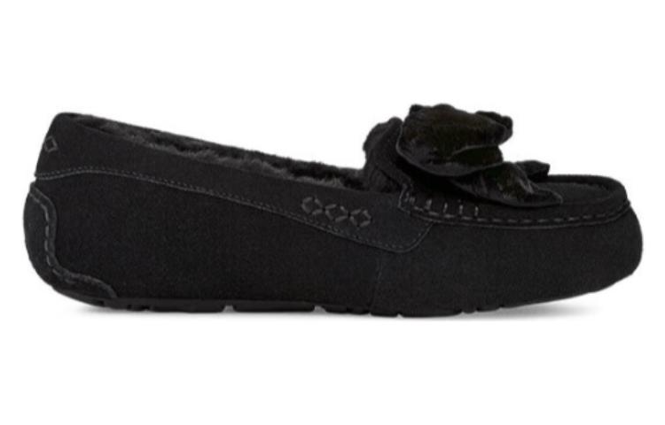 (WMNS) UGG Leisure Fluff Bow Mini Loafers 'Tan Velvet Black' 1138650 - Image 4