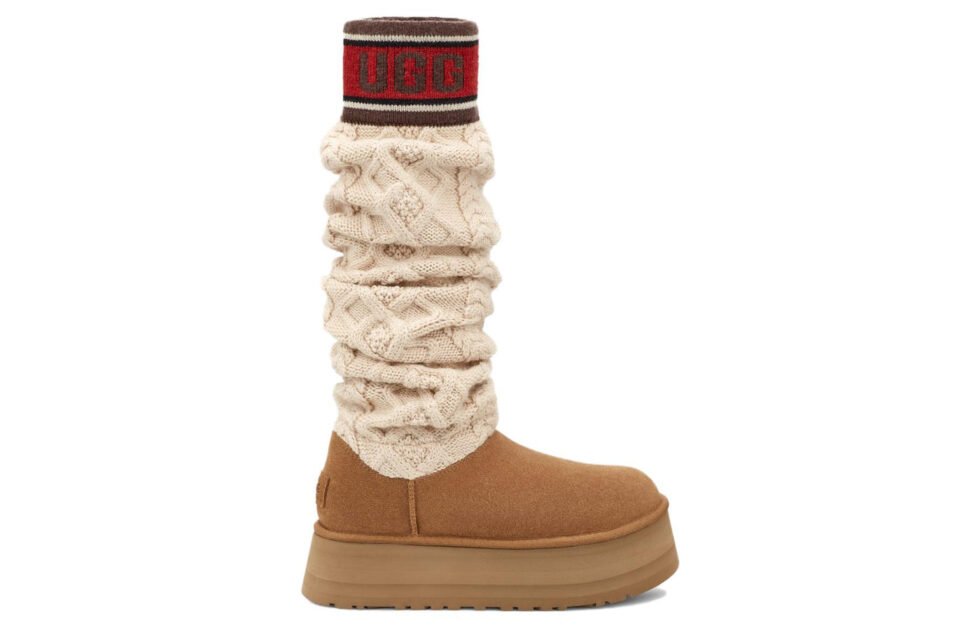 (WMNS) UGG Classic Sweater Letter Tall 'Chestnut' 1144044-CHE - Image 2