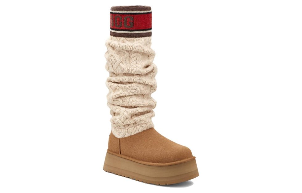 (WMNS) UGG Classic Sweater Letter Tall 'Chestnut' 1144044-CHE - Image 3