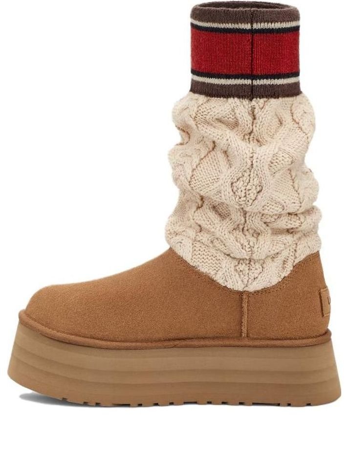 (WMNS)UGG Classic Sweater Letter Boot 'Chestnut' 1144045-CHE
