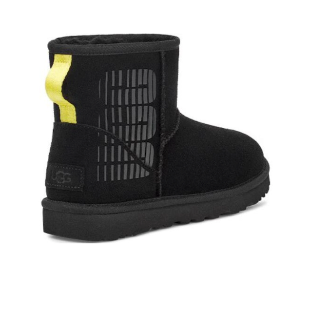 (WMNS) UGG Classic Mini Side Logo 'Black Neon Green' 1144057-BLK - Image 3