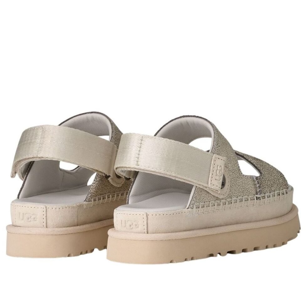 (WMNS) UGG Goldenstar Crackle Glide Sandals 'Crackle White' 1177852-CRCK - Image 3