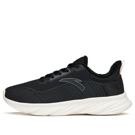 (WMNS) ANTA Running Series Sneakers Leather Fleeced 'Black White' 122145571-8