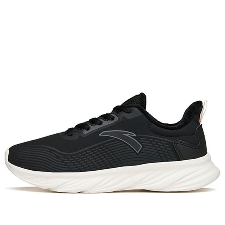(WMNS) ANTA Running Series Sneakers Leather Fleeced 'Black White' 122145571-8