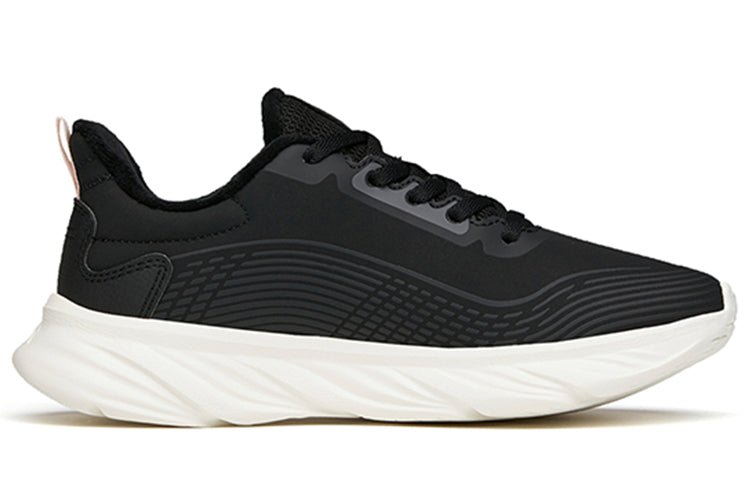 (WMNS) ANTA Running Series Sneakers Leather Fleeced 'Black White' 122145571-8 - Image 2