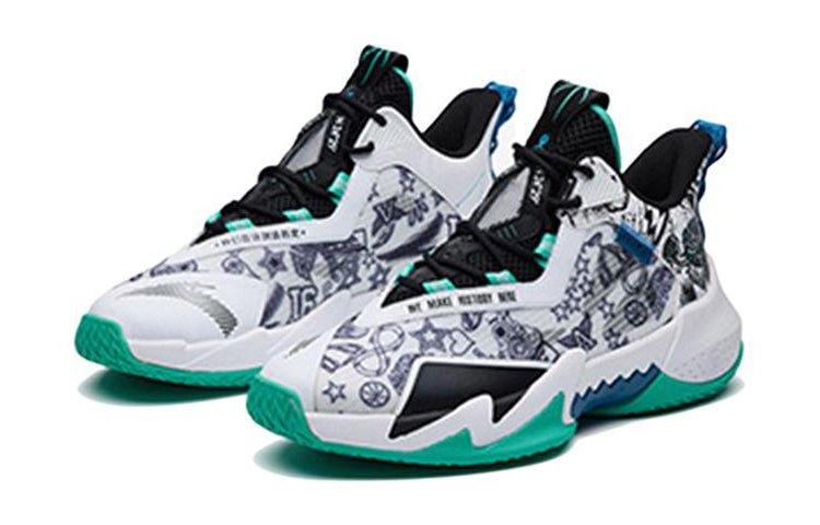 (GS) ANTA Mid Top Basketball Shoes 'White Black Green' 312231117-2 - Image 3