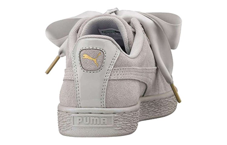 PUMA Suede Heart Satin Low Tops Skateboarding Shoes Unisex Gray 362714-02 - Image 3