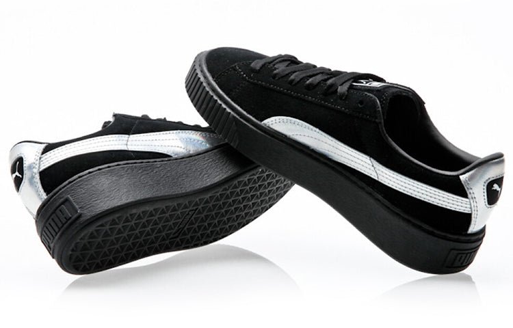 (WMNS) PUMA Suede Platform 'Black/Silver' 363649-01 - Image 4