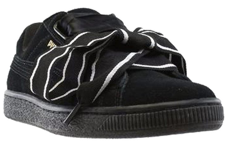 (WMNS) PUMA Suede Heart Satin NEW AUTHENTIC Black 364084-01 - Image 2