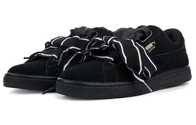 (WMNS) PUMA Suede Heart Satin NEW AUTHENTIC Black 364084-01 - Image 3