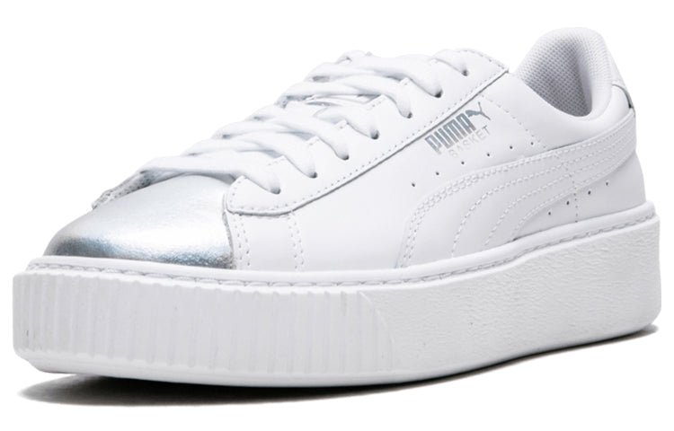(WMNS) PUMA Suede Platform White/Silver 364525-01 - Image 2