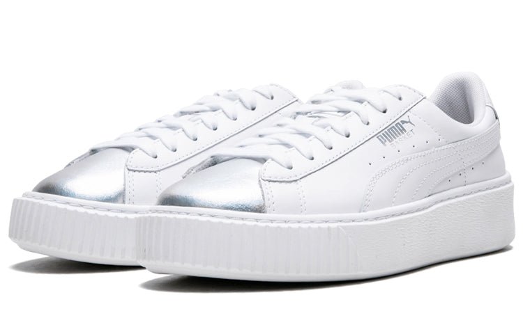 (WMNS) PUMA Suede Platform White/Silver 364525-01 - Image 3