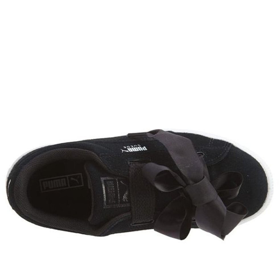 (GS) PUMA Suede Heart Little 'Satin Ribbon Black and White' 365010-03 - Image 3