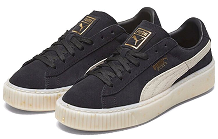 (WMNS) PUMA Suede Platform Black/White/Gold Board Shoes 365621-03 - Image 3