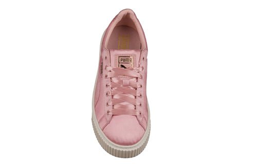 (WMNS) PUMA Basket Platform Satin Pink Lace Up 'Pink' 365719-01 - Image 3
