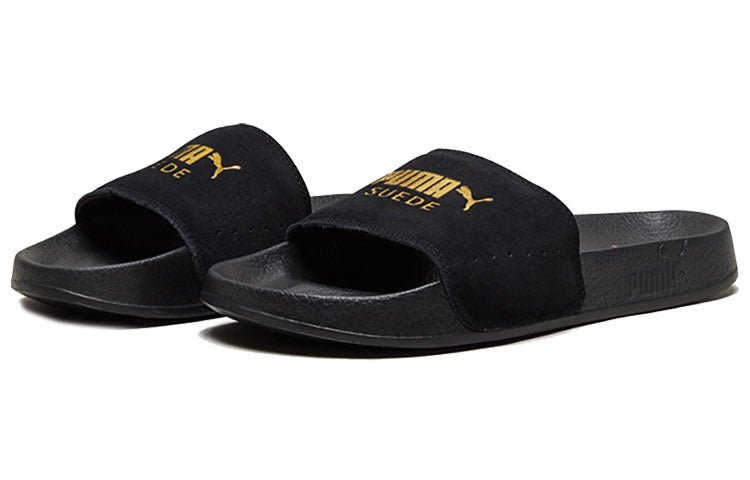 PUMA Leadcat Suede Slide 'Black Team Gold' 365758-01 - Image 3