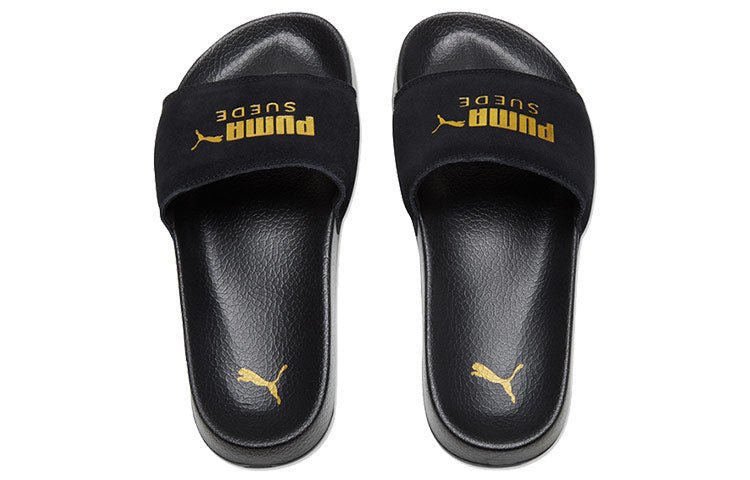 PUMA Leadcat Suede Slide 'Black Team Gold' 365758-01 - Image 4