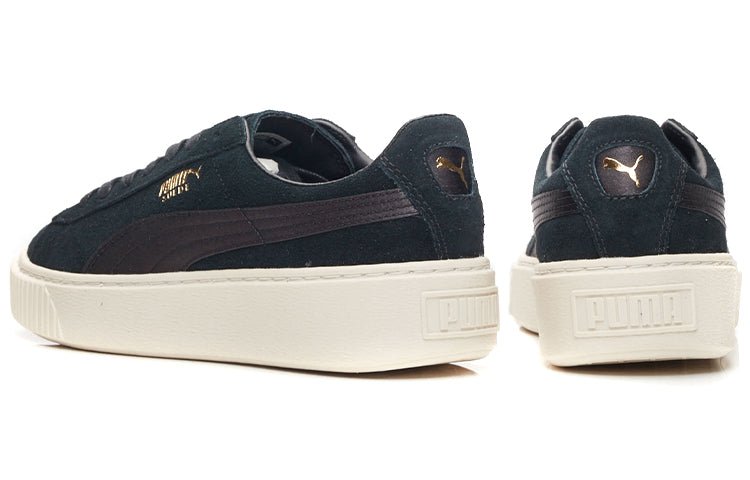 (WMNS) PUMA Suede Platform Satin 'Black White Gold' 365828-05 - Image 3